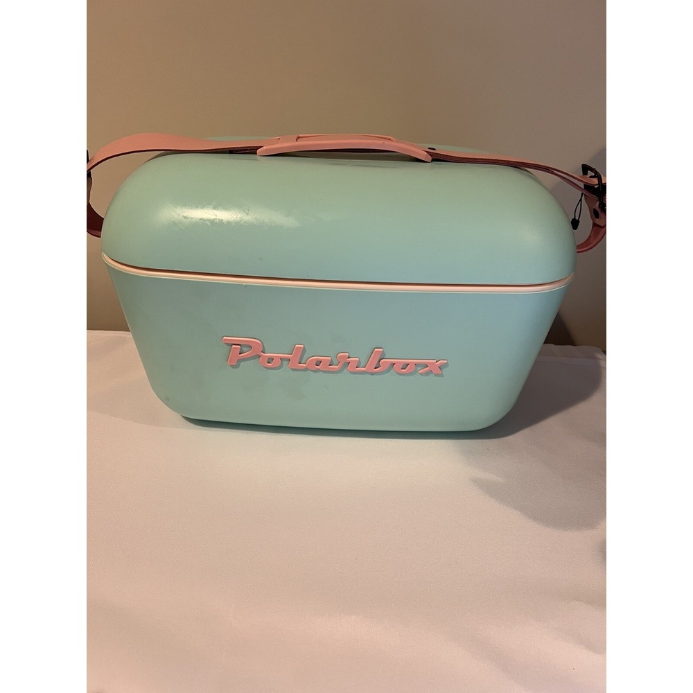 Polarbox Cooler Cyan 13 Quart Baby Rose Leather Strap Blue